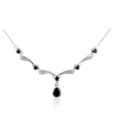 Schwarzer Spinell-Silbercollier