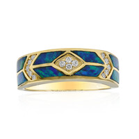Lightning Ridge-Schwarzer Opal-Goldring (CIRARI)