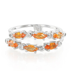 Oranger Saphir-Silberring