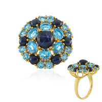 Blauer Stern-Saphir-Silberring