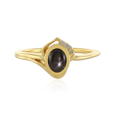 Schwarzer Stern-Saphir-Silberring
