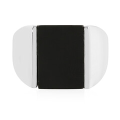 Schwarzer Onyx-Herren-Silberring