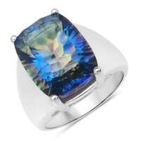 Blauer Mystik-Quarz-Silberring