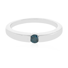 Blauer I3 Brillant-Silberring
