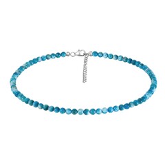 Neonblauer Apatit-Silberhalskette