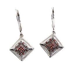 Roter Diamant-Silberohrringe