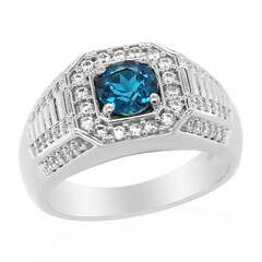 Londonblauer Topas-Herren-Silberring