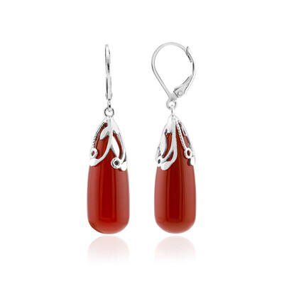 Roter Achat-Silberohrringe