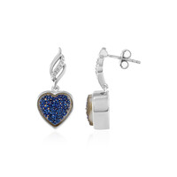 Blauer Glitzer-Achat-Silberohrringe
