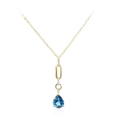 Londonblauer Topas-Goldhalskette