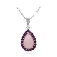 Pinkfarbener Opal-Silberhalskette