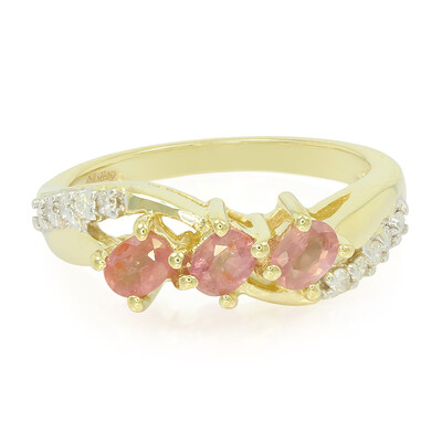 Nicht erhitzter Padparadscha-Saphir-Goldring