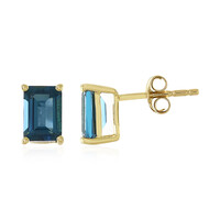 Londonblauer Topas-Goldohrringe