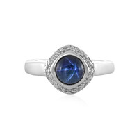 Blauer Stern-Saphir-Silberring