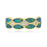 Lightning Ridge-Schwarzer Opal-Goldring (CIRARI)