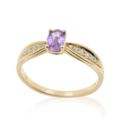Nicht erhitzter Purpurfarbener Ceylon-Saphir-Goldring