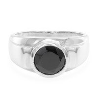 Schwarzer Spinell-Herren-Silberring