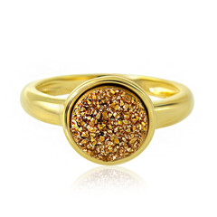 Goldener Glitzer-Quarz-Silberring
