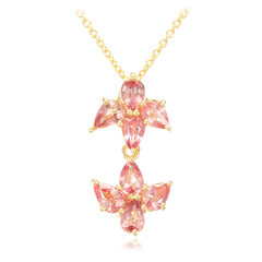 Nicht erhitzter Padparadscha-Saphir-Goldhalskette (AMAYANI)