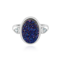 Blauer Glitzer-Achat-Silberring