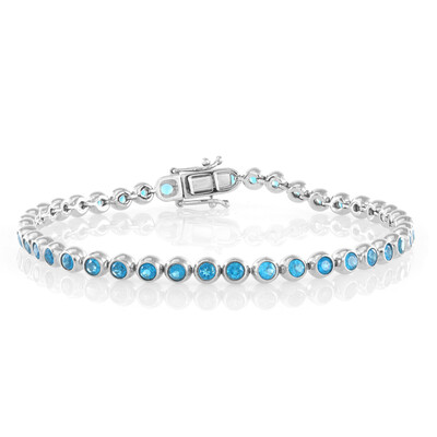 Neonblauer Apatit-Silberarmband