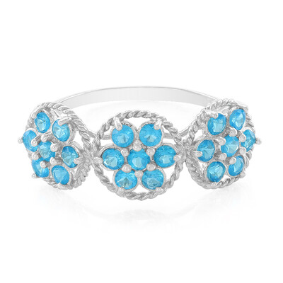 Neonblauer Apatit-Silberring
