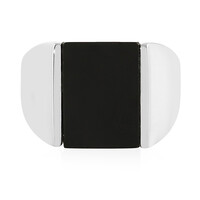 Schwarzer Onyx-Herren-Silberring