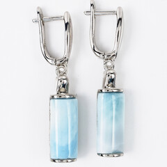 Larimar-Silberohrringe