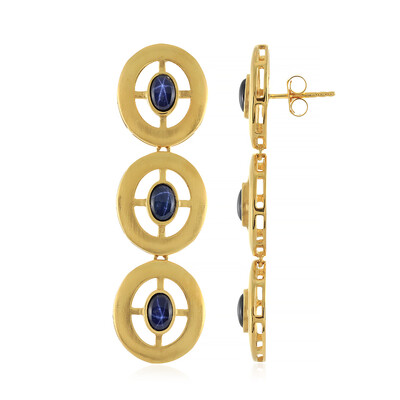 Blauer Stern-Saphir-Silberohrringe (MONOSONO COLLECTION)