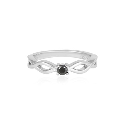 Schwarzer Brillant-Silberring