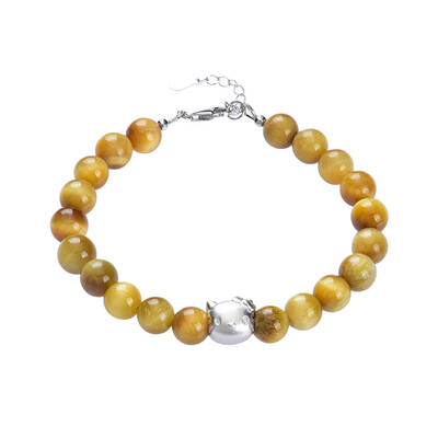 Goldenes Tigerauge-Silberarmband
