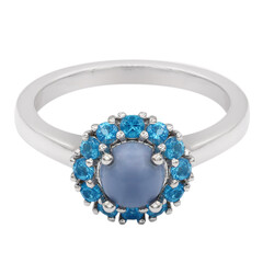 Blauer Opal-Silberring