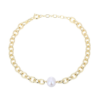 Weiße Süßwasserzuchtperlen-Silberarmband
