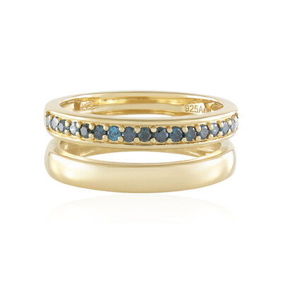 Blauer I2 Brillant-Silberring