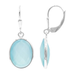 Aqua-Chalzedon-Silberohrringe