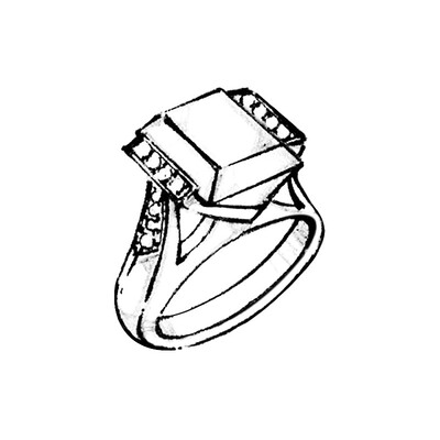 Ring mit Edelstein in einer Balkenfassung