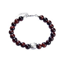 Rotes Tigerauge-Silberarmband