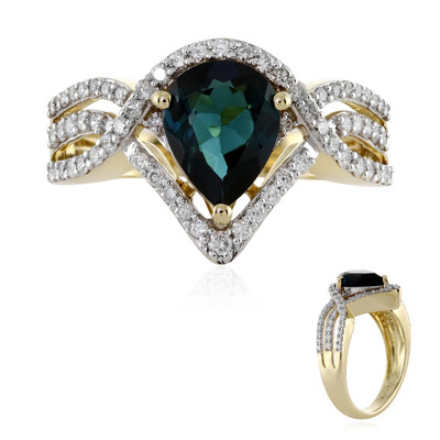 Brasilianischer Indigolith-Goldring (AMAYANI)