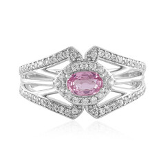 Nicht erhitzter Pinkfarbener Ceylon-Saphir-Silberring