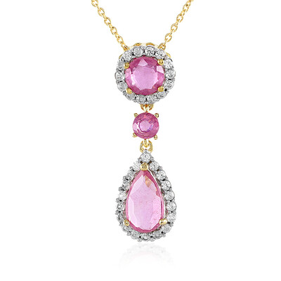 Pinkfarbener Madagaskar-Saphir-Silberhalskette