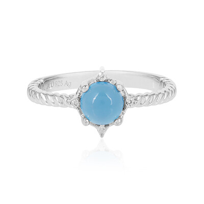 Blauer Chalzedon-Silberring
