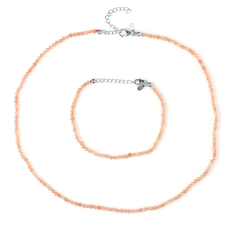 WORLD WIDE GEMS Pfirsich-Mondstein Armband - Vergoldet & Verstellbar