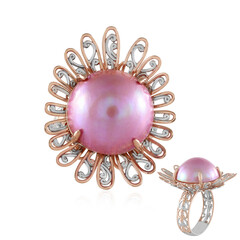 Pinkfarbene Mabe-Perlen-Silberring (Gems en Vogue)