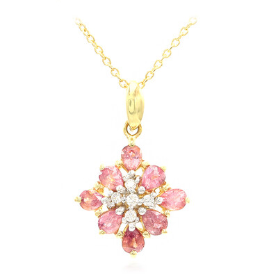 Nicht erhitzter Padparadscha-Saphir-Goldhalskette (AMAYANI)