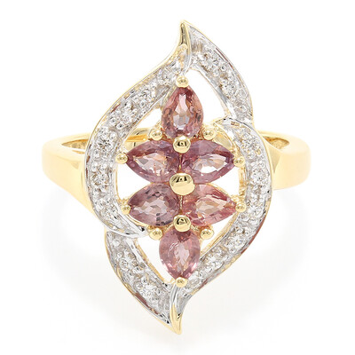 Nicht erhitzter Padparadscha-Saphir-Goldring (AMAYANI)