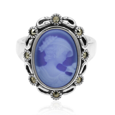 Blauer Band-Achat-Silberring