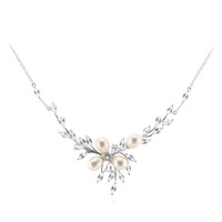 Weiße Süßwasserzuchtperlen-Silbercollier