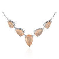 Pfirsichfarbener Pastell-Quarz-Silbercollier