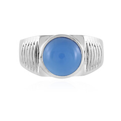 Blauer Chalzedon-Herren-Silberring