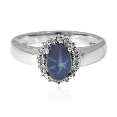 Blauer Stern-Saphir-Silberring